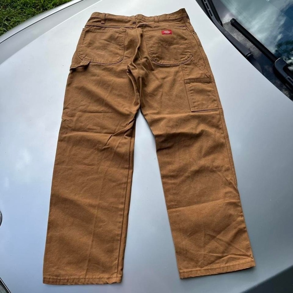 Dickies brown carpenter pants - straight leg, canvas, with a streetwear skater